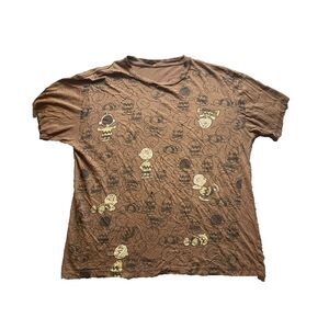 Vintage Peanuts Shirt‎ Adult Large Brown AOP CHARLIE BROWN Cartoon Comic Mens